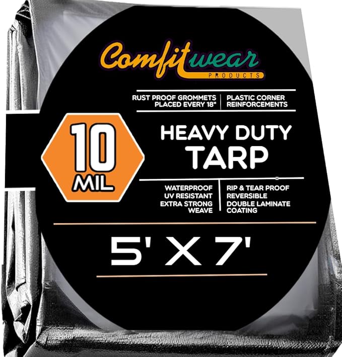 Pallet Shipment Heavy Duty 10 Mil Tarp, Reversible Silver/Black, Waterproof Cover with Reinforced Grommets, Tear-Proof, UV Resistant